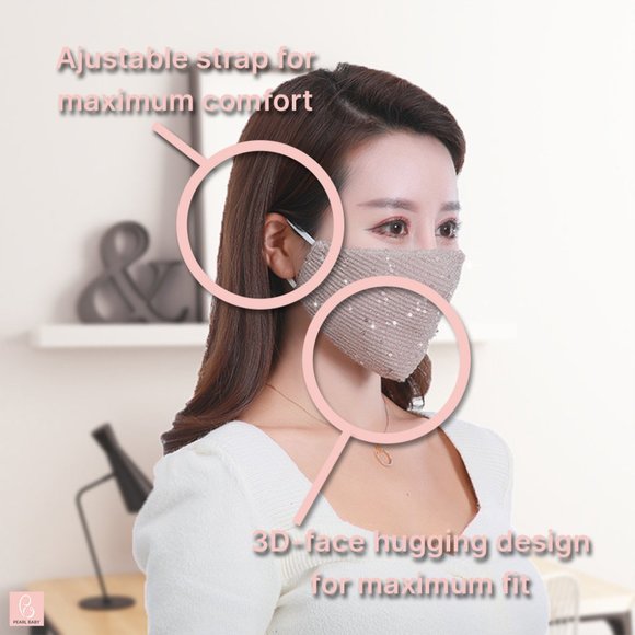 Rosegold glitter mask with pearl chain & scrunchie - Picture 3 of 5